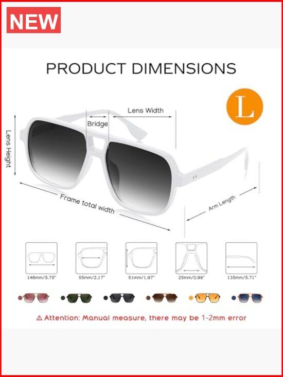 Retro Square Aviator Sunglasses with UV400 Protection